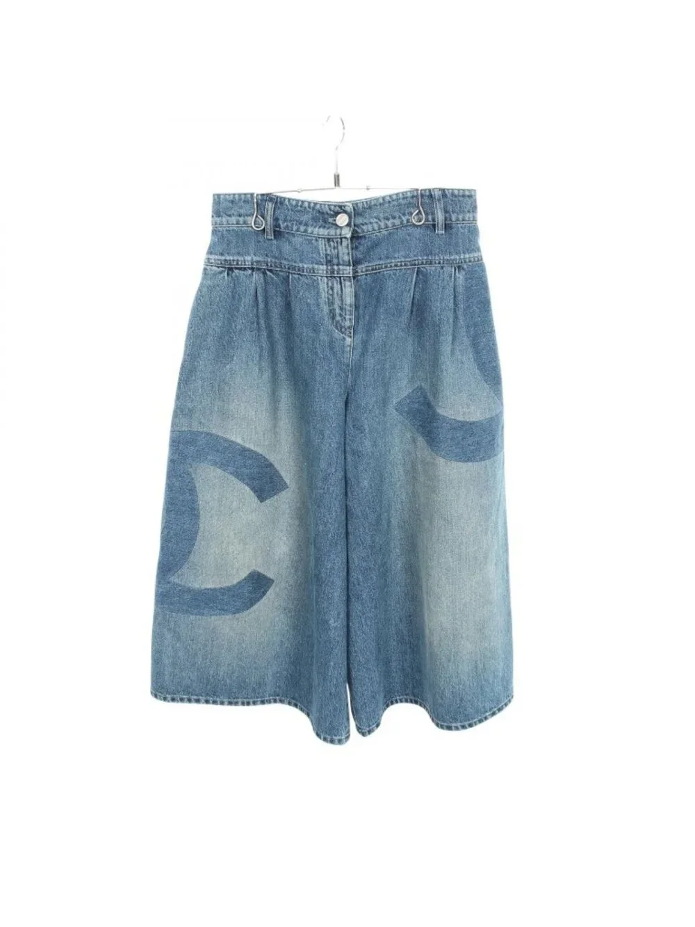 Chanel Pants CC Logo Denim Cotton
